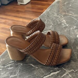 Tan chunky heels